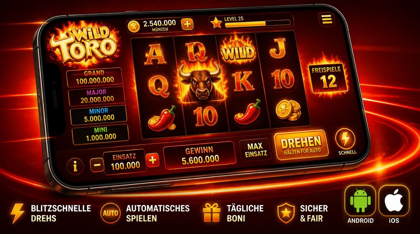 Wild Toro auf dem Smartphone mit klaren Buttons und flüssiger Animation