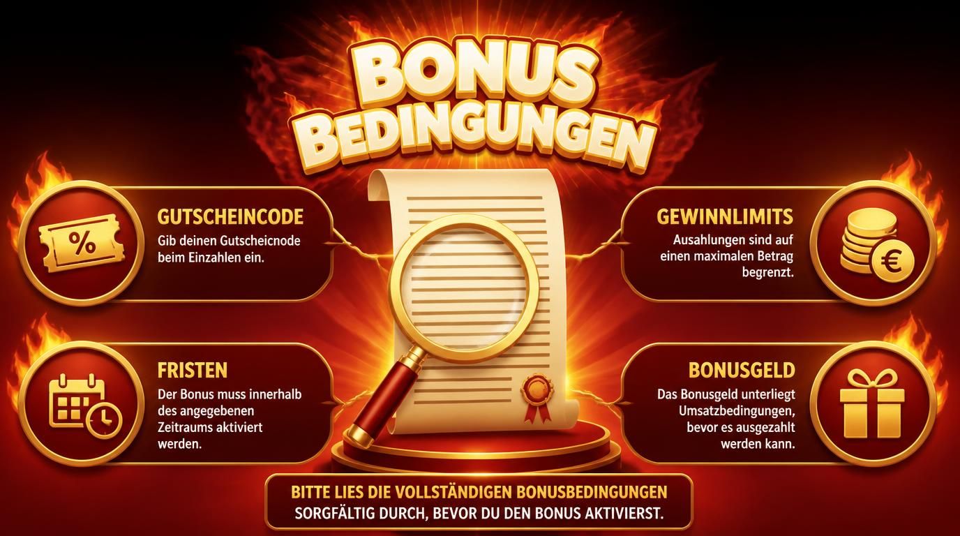 Bonusbedingungen verstehen: Lupe, Frist, Code und Limits visualisiert